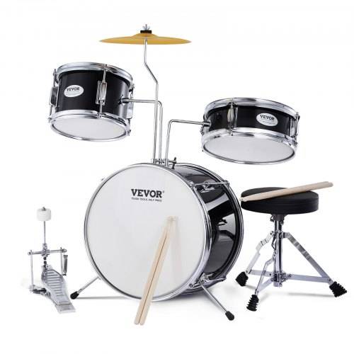 VEVOR Schlagzeugset, 3-teilig, Drum-Set mit verstellbarem Thron-Becken-Pedal, zwei Paar Drumsticks, ca. 20 cm Tom Drum, ca. 25 cm Snare Drum, ca