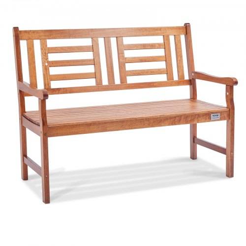 VEVOR Gartenbank Terrassenbank aus Holz, 122 cm Parkbank Ruhebank 318 kg Tragkraft, 3 Personen Garten- und Parkbank mit Rückenlehne & Armlehnen