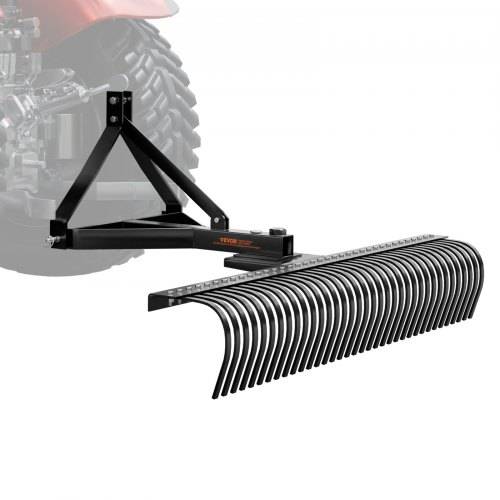 VEVOR Vertikutierer zum Hinterherziehen 183 cm Vertikutierer zum Hinterherziehen mit 36 ___inken 3-Punkt-Rasenvertikutierer-Rechen mit Aufsätzen für