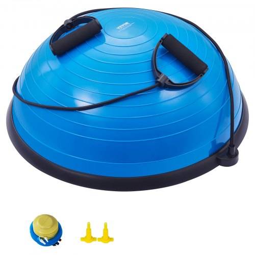 VEVOR Halb-Gymnastikball-Trainer, 584 mm Balance Ball Trainer, 300 kg Tragkraft Stabilitätsball, Yoga-Ball mit Widerstandsbändern und Fu_pumpe, Kraf