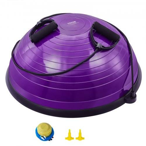 VEVOR Halb-Gymnastikball-Trainer, 23 Zoll Balance-Ball-Trainer, 660 lbs Stabilitätsball, Yoga-Ball mit Widerstandsbändern und Fu_pumpe, Kraft-Fitnes