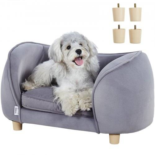 VEVOR Haustiersofa, Hundecouch für kleine Hunde und Katzen, weiches samtiges Hundesofabett, 30 kg belastbares Katzensofa, Hundebett, Haustierbett