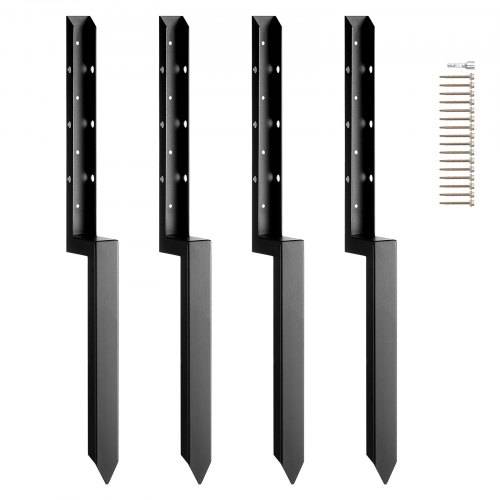 VEVOR Reparaturset für Zaunpfostenanker, 4er-Pack, Innendurchmesser 51 x 51 mm, robuste Stützpfähle für Zaunpfosten aus Stahl, Anker-Erdspie_ zur