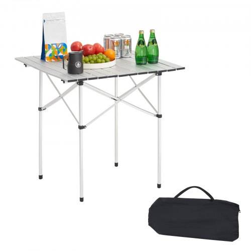 VEVOR Klapptisch Buffettisch tragbarer Allzwecktisch 70 cm, quadratischer Aluminiumtisch (für 2-4 Personen) mit Tragetasche, Gartentisch