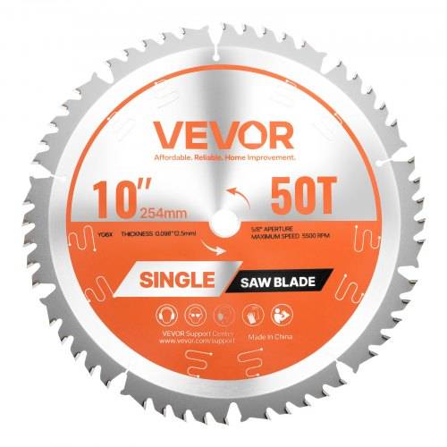 VEVOR Kreissägeblatt (254 mm _ & 50 scharfe Zähne & 2,5 mm Dicke) ideal für Sperrholz OSB Hartholz, kompatibel mit Kreissäge, Sägeblatt aus Legie