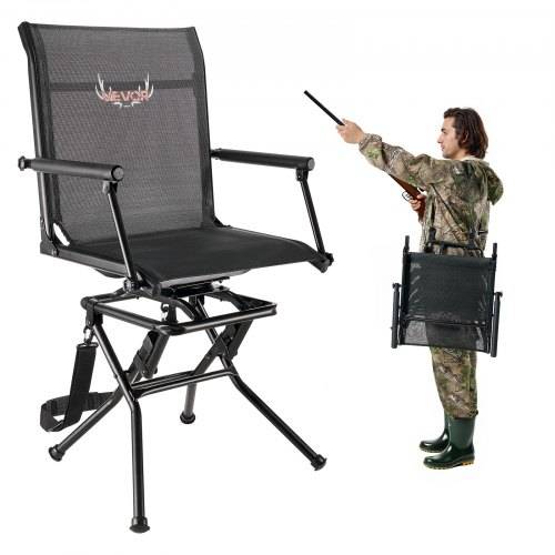 VEVOR Faltstuhl Campingstuhl Anglerstuhl mit Armlehnen & Stahlrahmen & verstellbarem Tragegurt Klappstuhl Gartenstuhl (136 kg belastbar) 360° geräus