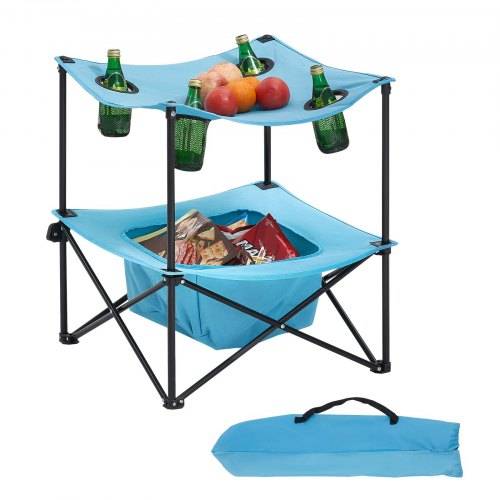 VEVOR Klapptisch Buffettisch tragbarer Allzwecktisch 56 cm, wasserfester Tisch aus 600D Oxford Gewebe mit 4 Getränkehaltern, Gartentisch
