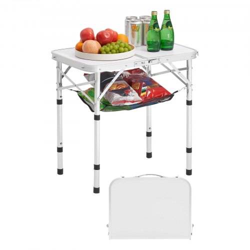 VEVOR Klapptisch Buffettisch tragbarer Allzwecktisch 60 x 40 cm, höhenverstellbarer Tisch (für 2-4 Personen) mit Tragegriff, Gartentisch Campingtisc