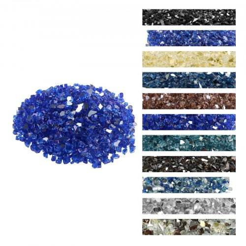 VEVOR Feuerglas, 9 kg hochtemperaturbeständige Glassteine, 12,7 mm reflektierende Feuerstellen-Glasperlen, Feuerstelle Glasfelsen, Kaminglas