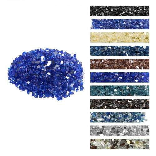 VEVOR Feuerglas, 4,5 kg hochtemperaturbeständige Glassteine, 12,7 mm reflektierende Feuerstellen-Glasperlen, Feuerstelle Glasfelsen, Kaminglas