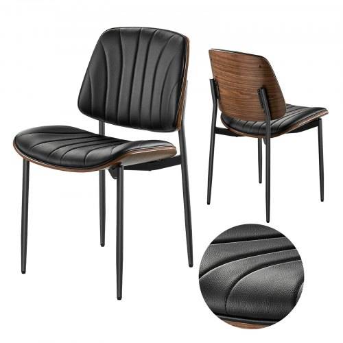 VEVOR Retro-Esszimmerstuhl (2 Stk.) eleganter gepolsterter Leder-Beistellstuhl (158,76 kg belastbar) für Esstische, platzsparender Küchentischstuhl