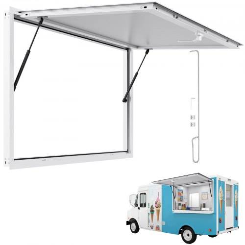 VEVOR Imbissfenster (1346 x 838 mm), Servicefenster mit Aluminiumrahmen für Imbissanhänger, Servierfenster mit 85°-_ffnungswinkel für Imbisswagen