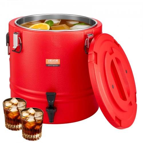 VEVOR isolierter Getränkespender 30 L Thermo-Getränkespender für Hei_- und Kaltgetränke mit Zapfhahn, lebensmittelechter Kühlkrug mit Innenseite
