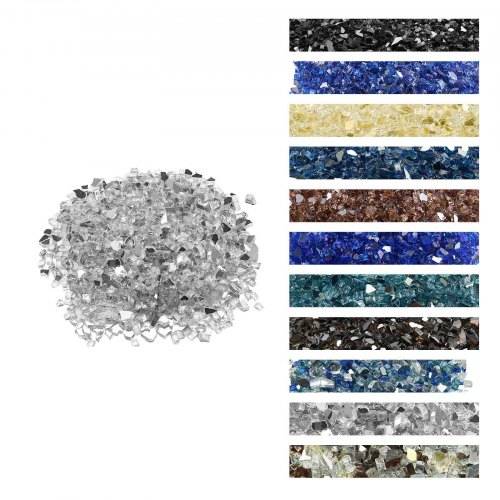VEVOR Feuerglas, 9 kg hochtemperaturbeständige Glassteine, 12,7 mm reflektierende Feuerstellen-Glasperlen, Feuerstelle Glasfelsen, Kaminglas
