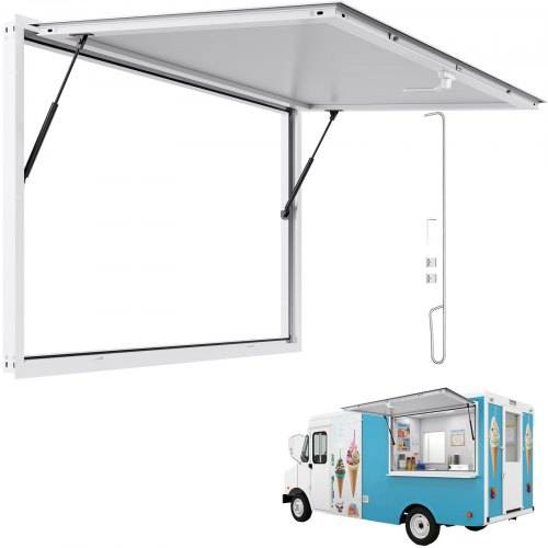 VEVOR Imbissfenster (1524 x 915 mm), Servicefenster mit Aluminiumrahmen für Imbissanhänger, Servierfenster mit 85°-_ffnungswinkel für Imbisswagen