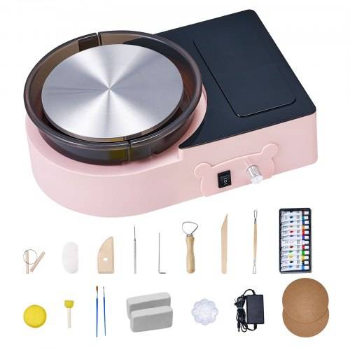 VEVOR Mini Töpferscheibe Maschine 158 mm Drehteller mit einstellbarer Rotationsgeschwindigkeit, elektrische Tonscheibe mit Tonformungswerkzeugen