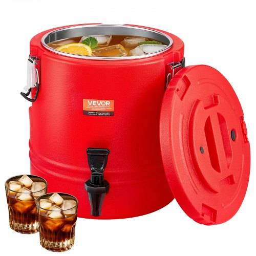 VEVOR isolierter Getränkespender 11,4 L Thermo-Getränkespender für Hei_- und Kaltgetränke mit Zapfhahn, lebensmittelechter Kühlkrug mit Innenseit