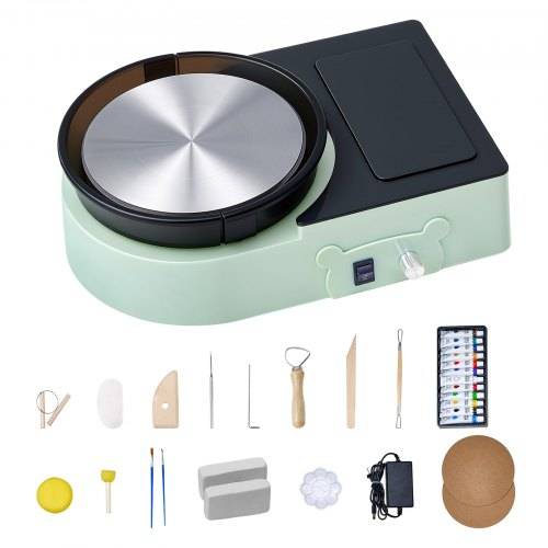 VEVOR Mini Töpferscheibe Maschine 158 mm Drehteller mit einstellbarer Rotationsgeschwindigkeit, elektrische Tonscheibe mit Tonformungswerkzeugen
