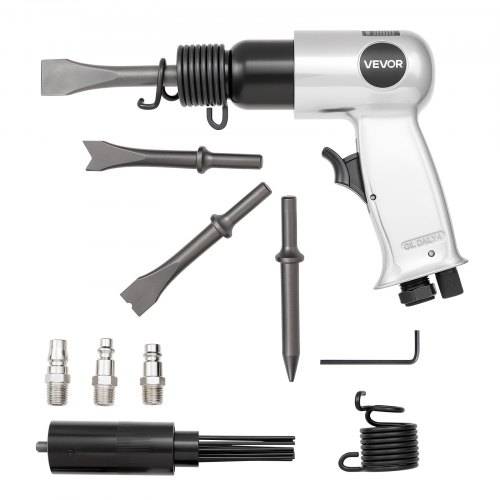 VEVOR Druckluft Mei_elhammer, 4500 BPM Pneumatischer Hammer mit Nadelentroster & 4-teiligen Mei_eln mit rundem Schaft, kompakter Drucklufthammer