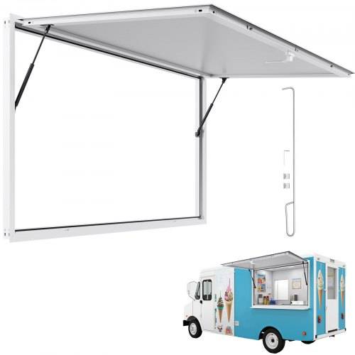 VEVOR Imbissfenster (1880 x 1016 mm), Servicefenster mit Aluminiumrahmen für Imbissanhänger, Servierfenster mit 85°-_ffnungswinkel für Imbisswagen