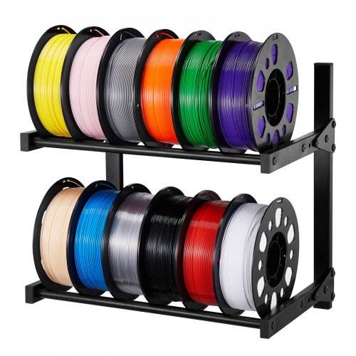 VEVOR Filament Lagerregal mit 2 Ebenen zur Wandmontage, 445 x 290 x 425 mm, Filamentspulenhalter auf Rädern, 3D-Druckerzubehör Organizer für 3D-Dru
