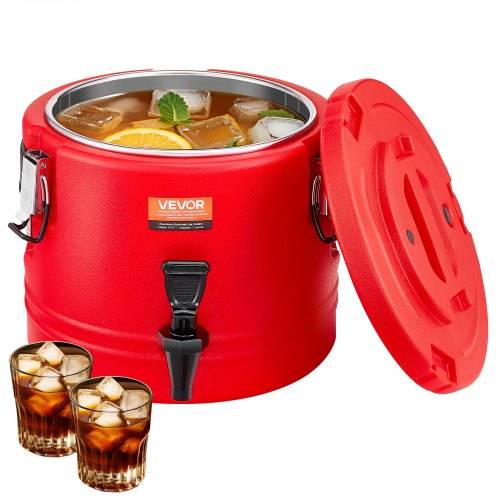 VEVOR isolierter Getränkespender 8 L Thermo-Getränkespender für Hei_- und Kaltgetränke mit Zapfhahn, lebensmittelechter Kühlkrug mit Innenseite a