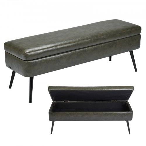 VEVOR Sitzbank Ottomane (400 x 1200 x 450 mm) aus mit Metallbeinen & Stauraum, gepolsterte Schuhbank mit 300 kg Tragkraft, moderne Bettbank S