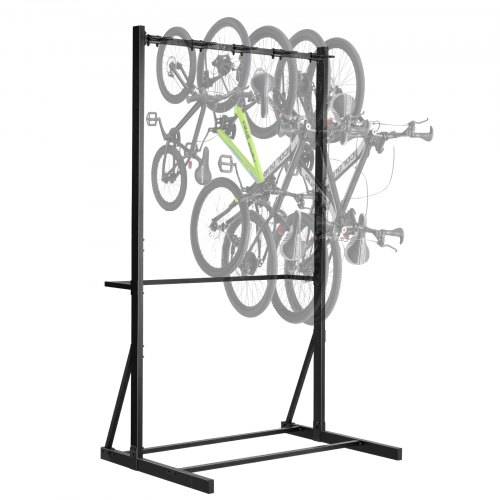 VEVOR Fahrradständer für 5 Fahrräder, Fahrradhalter mit 5 Hochleistungshaken, aus Karbonstahl, 136 kg Tragkraft, vertikaler Fahrradbodenständer f