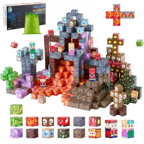 VEVOR Magnetische Bausteine, 100-teiliges Dark Castle-Set, Magnetblöcke, STEM Montessori-Spielzeug als Weihnachts- & Geburtstagsgeschenk