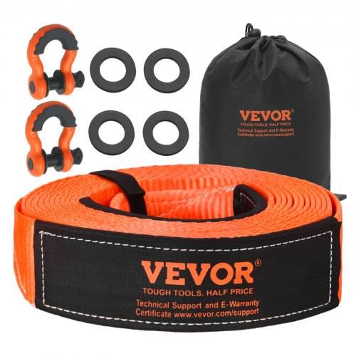 VEVOR Abschleppgurt-Bergeset, 16329 kg, Abschleppseil mit Aufbewahrungstasche & 19 mm D-Ring-Schäkel, Notfall-Hochleistungsgurt für SUVs, Pickups,
