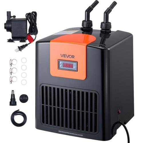 VEVOR 200L Aquarium Wasserkühler/Heizgerät mit Hochdurchfluss-Wasserpumpe, Kompressor, Titan-Verdampfer, komplettes Zubehör, schnelle Kühlung für