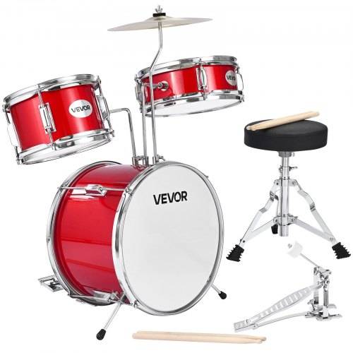 VEVOR Schlagzeug Set, 3-teilig, Drum Kit mit 35,6 cm Bassdrum, 25,4 cm Snare-Drum und 20,3 cm Tom-Toms, Musik-Lern-Schlagzeug-Instrumenten-Set