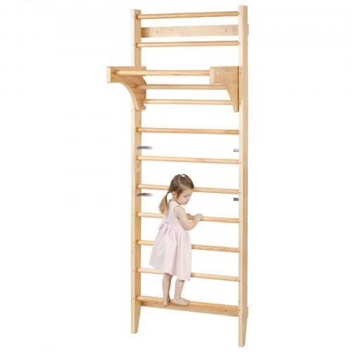 VEVOR schwedisches Leiterwand 10-stufiges Indoor-Klettergerüst aus Massivholz, 100 kg belastbare Indoor-Spielplatz-Kletterleiter Turnreck mit