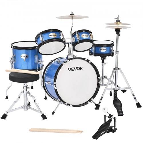VEVOR Schlagzeug Set, 5-teilig, 35,6 cm Basstrommel, 20,3 cm Snare, 15,2 cm & 20,3 cm Tomtoms, 25,4 cm Standtom, 25,4 cm Crash-Becken, 20,3 cm