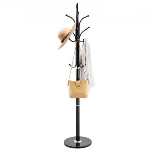 VEVOR Garderobenständer, 370x370x1800 mm, Kleiderständer mit Marmorsockel & 6 Haken, Flurgarderobe für Eingangsbereich, Schlafzimmer, Büro, Wohnzi