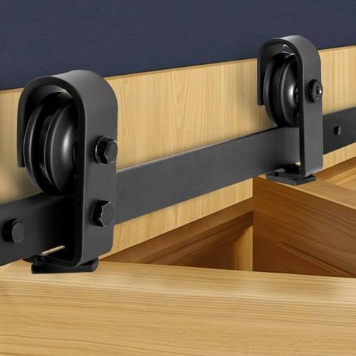 VEVOR Schiebetürsystem für faltbare Schiebetüren, 132 cm Laufschiene Schiebetürbeschlag, geeignet für zwei 61 cm gro_e Schrank-, Speisekammer- &