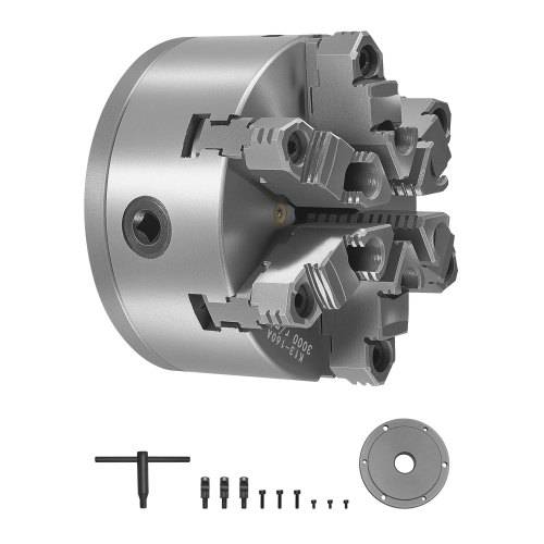 VEVOR 6-Backen-Drehfutter, 160 mm, selbstzentrierendes Spannfutter mit D1-4 Cam Lock-Trägerplatte, 3-145 mm Spannbereich mit T-Schlüsselschrauben,