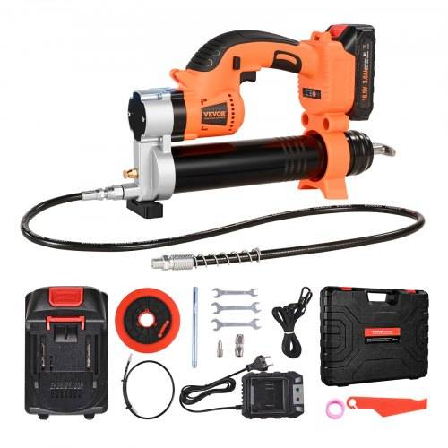 VEVOR Akku-Fettpresse, 55 MPa, Einhandfettpresse mit 2,0 Ah Akku & LED-Licht, 76,2 cm Schlauch & Tragetasche, Auslöser, Kompatibel mit 18V