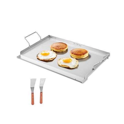 VEVOR Grillplatte Grillpfanne Edelstahl universelle rechteckige Platte (585 x 365 mm) mit flacher Oberseite, Gasgrill-Grillplatte für BBQ-Grill
