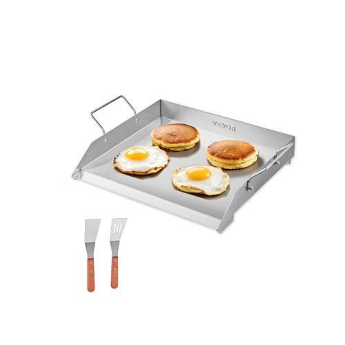 VEVOR Grillplatte Grillpfanne aus Edelstahl universelle rechteckige Platte (448 x 370 mm) mit flacher Oberseite, Gasgrill-Grillplatte für BBQ-Grill