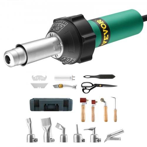 VEVOR Hei_luft-Kunststoffschwei_gerät, 1600 W Hei_luftpistole, 50_600 °C PVC TPO Vinyl Schwei_brenner, Hot Air Welder Set mit 17 Zubehörteilen _ We