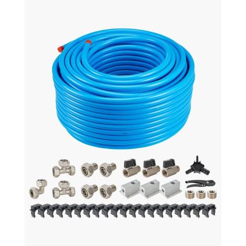 VEVOR Luftkompressor-Leitungssatz, 91,44mx19,05mm, HDPE-Aluminium-Druckluftrohrsystem, auslaufsicher, druckbeständig & einfach zu installieren