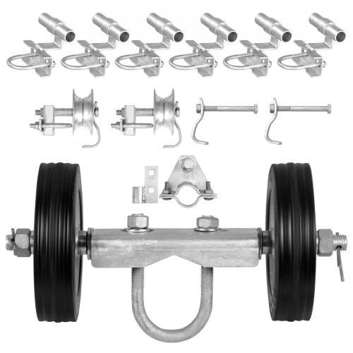 VEVOR Schiebetor-Set, 146-mm-Rolltor-Hardware-Set Typ C, Radträger mit zwei 146 mm Radhalterungen, Hochleistungs-Schiebetorrollen für Connect Tracks
