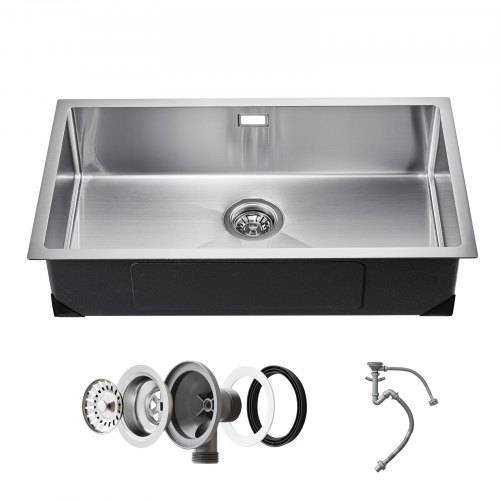 VEVOR Küchenspüle Einbauspüle Spülbecken 76 x 43 x 19 cm aus Edelstahl Spülen Unterbauspülen, Einzelbecken mit Zubehör, Haushaltsspülbecken f