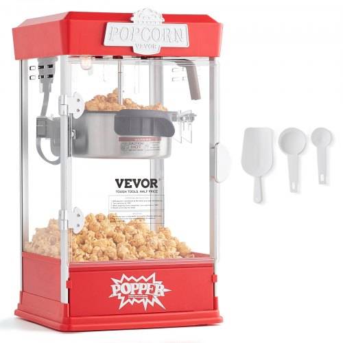 VEVOR Popcornmaschine Popcorn Maker 480 W Popcornautomat Popcorngerät 4 oz Kessel ergibt 1,5 Gal pro Ladung, Tisch-Popcornmaschine inkl.