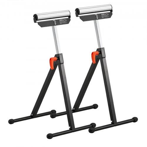 VEVOR 2er-Set Rollenbock, 61 kg Tragkraft, höhenverstellbar 68-108 cm,kappbarer Rollenständer mit 292,1 mm poliertem Stahlrollenkopf, Arbeitsbock