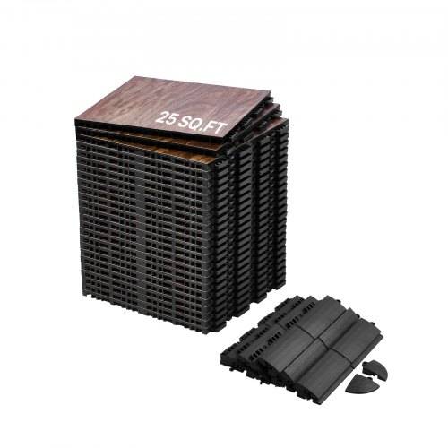 VEVOR Tanzbodenfliesen, 315 x 315 x 17,2 mm, 25-teiliger ineinandergreifender Tanzboden, tragbarer Tanzübungsboden mit gepolsterter Basis