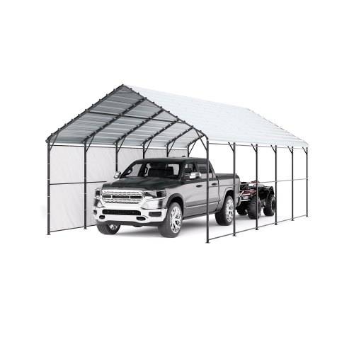 VEVOR Zeltgarage, 4 x 8 x 3,15 m, Garagenzelt, Carport mit Stahlrahmen & Dach, Autozelt-Garagenschatten mit abnehmbaren Seitenwänden