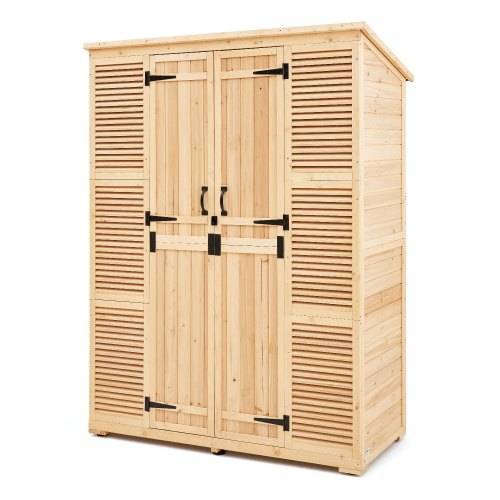 VEVOR Geräteschuppen, Lagerschrank aus Holz mit wasserdichtem Dach und Metallrahmen, doppelt verschlie_bare Türen, Geräteschrank für den Garten,