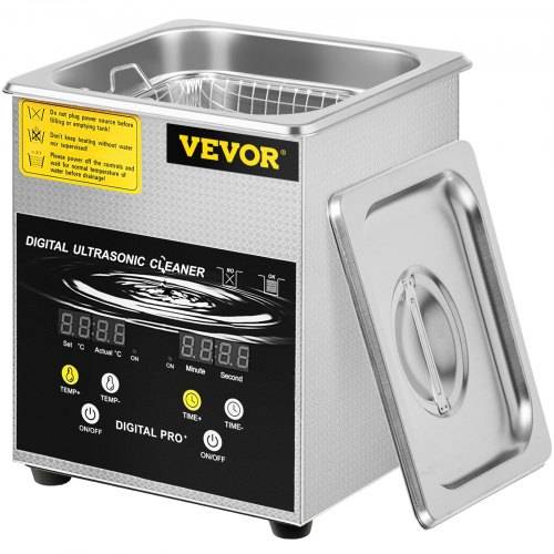 VEVOR 2 L Verbesserter Ultraschallreiniger (100 W Heizung, 60 W Ultraschall) Professioneller digitaler Labor-Ultraschall-Teilereiniger mit